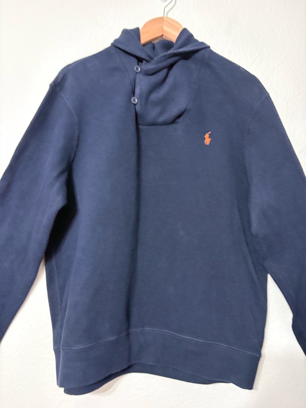 Polo Ralph Lauren Navy Shawl-Collar Sweater‎ with Orange Pony Logo XL Very Soft - Picture 7 of 14